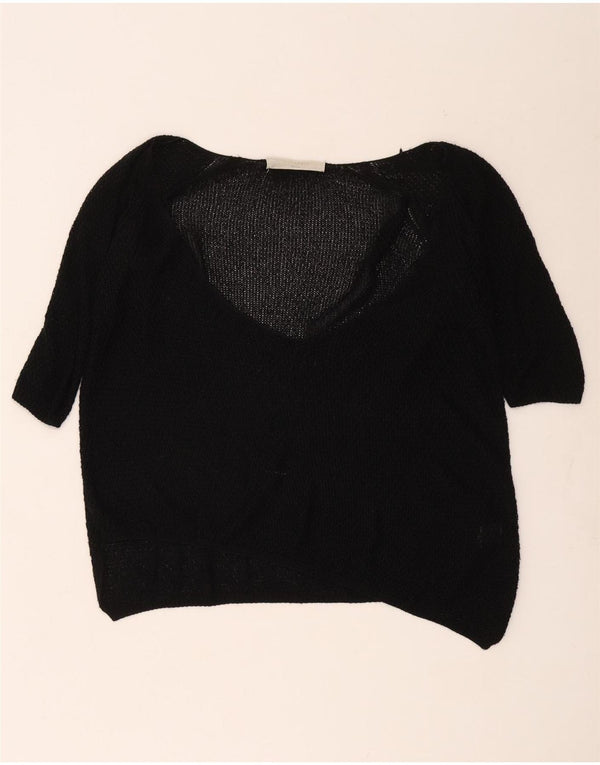 Pulover pentru femei Zara cu mânecă scurtă cu decolteu în V UK 12 Medium Negru Acrilic