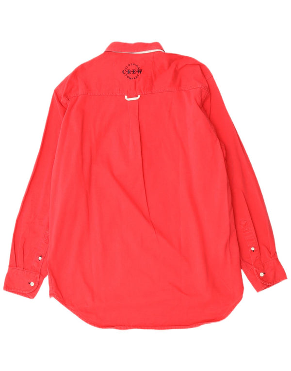 Crew Clothing Tricou polo rugby cu mânecă lungă pentru bărbați, bumbac roșu mediu