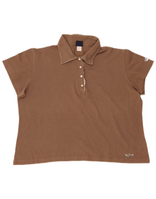 Paul & Shark Tricou Polo Crop pentru Femei UK 20 2XL Maro Bumbac