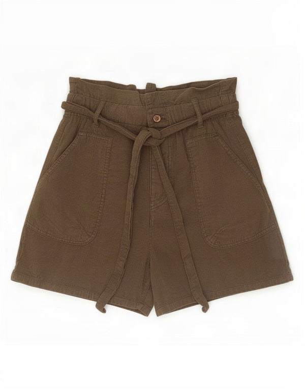 Pantaloni scurți din velur cu talie înaltă Zara pentru femei EU 36 XS W26 bumbac kaki