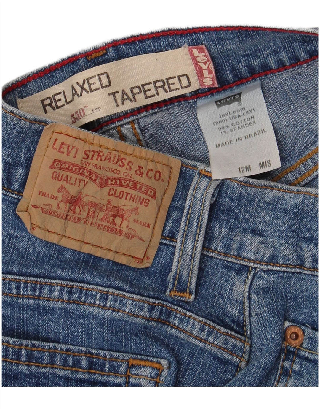 LEVI'S Blugi conici 550 pentru femei, cu ajustare relaxată, US 12, mari W30 L31, albastru