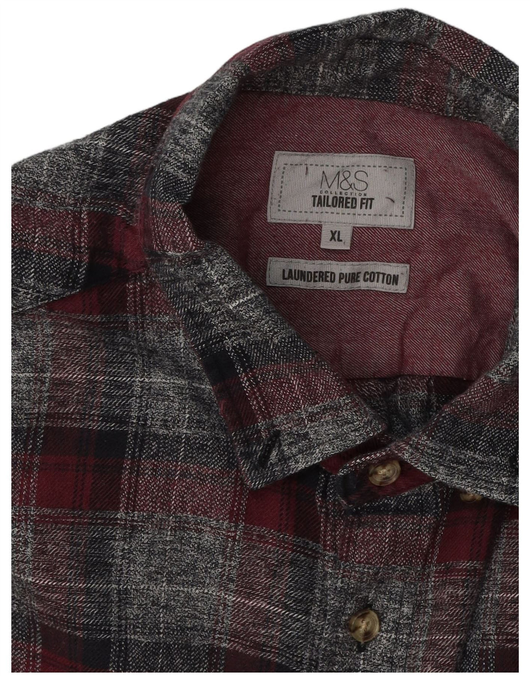 Cămașă din flanel pentru bărbați Marks & Spencer, XL, bumbac cu carouri gri