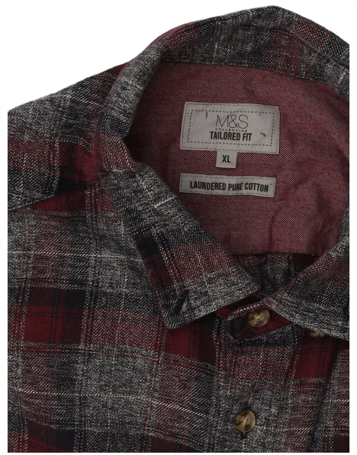 Cămașă din flanel pentru bărbați Marks & Spencer, XL, bumbac cu carouri gri