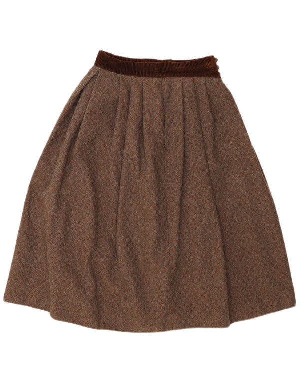 Fusta A-Line plisată cu talie înaltă pentru femei UK 12 Medium W26 Maro