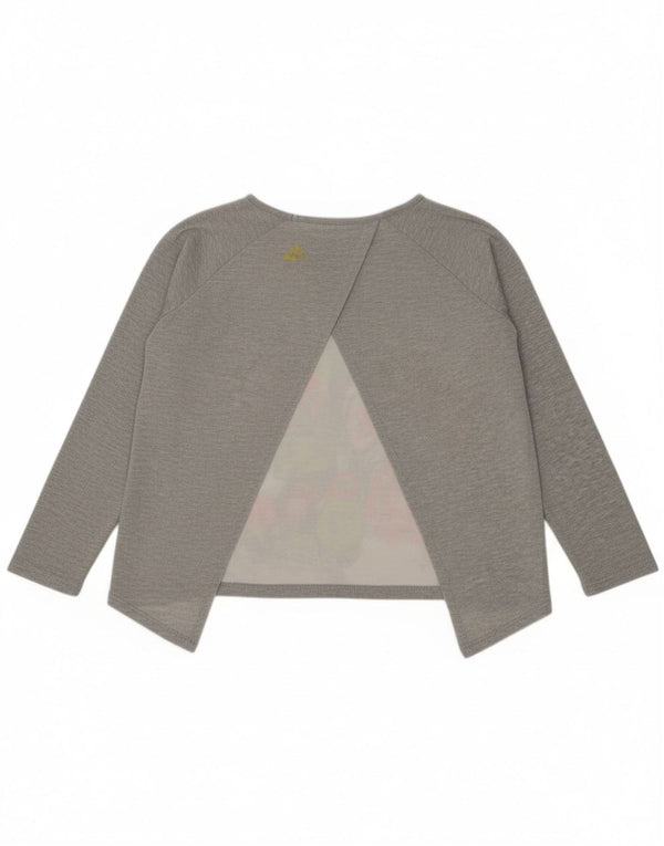 Desigual Womens Boat Neck Jumper Sweater UK 14 Medium Grey Floral