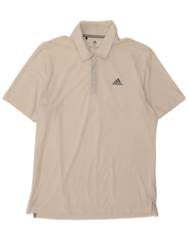 Tricou polo Adidas pentru bărbați, poliester alb mediu