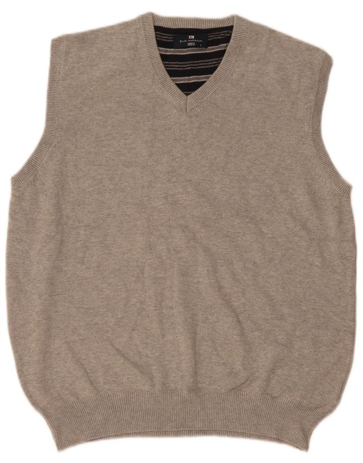 Marks & Spencer pentru bărbați Blue Harbour Vest Tank Top mare, gri bumbac cu pete