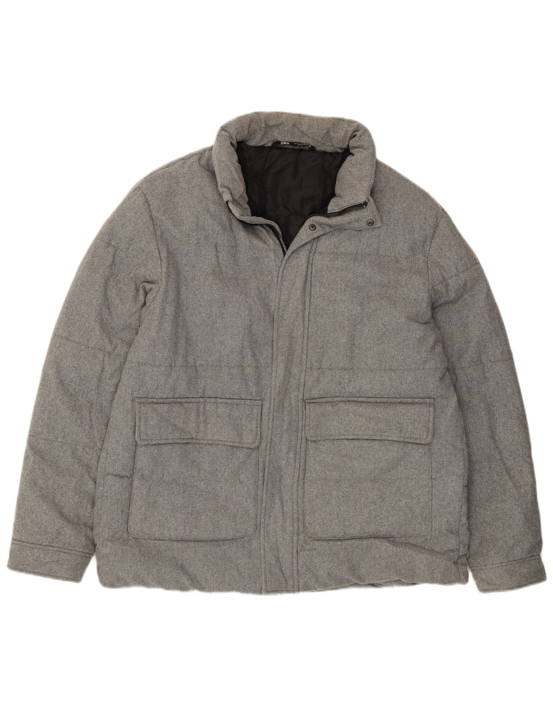 Jachetă căptușită pentru bărbați Zara UK 42 XL Poliester gri