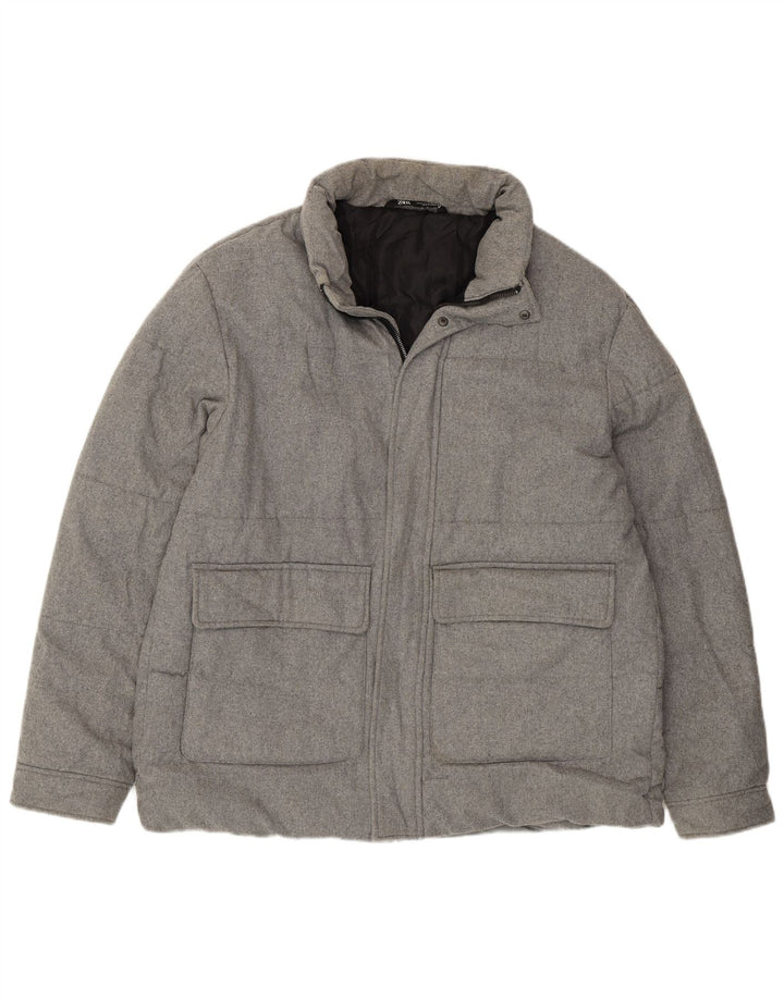Jachetă căptușită pentru bărbați Zara UK 42 XL Poliester gri