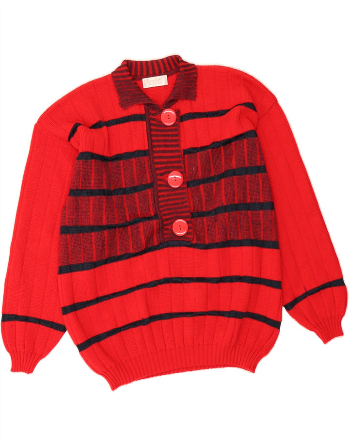 CODICE Womens Polo Neck Jumper Sweater IT 44 Medium Red Striped Wool Vintage Codice and Second-Hand Codice from Messina Hembry 