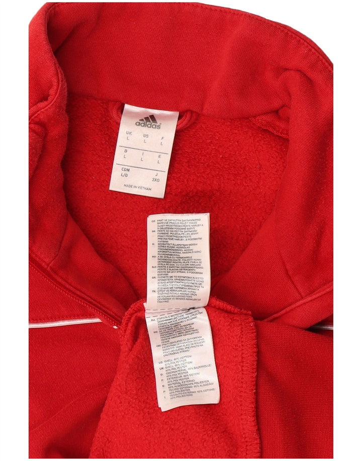 Hanorac pentru bărbați Adidas, cu fermoar și gât, Jumper mare, roșu, bumbac