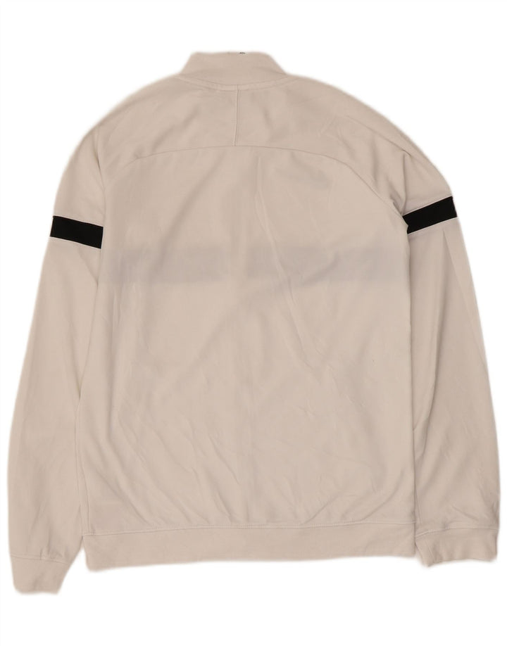 NIKE Boys Dri Fit Tracksuit Top Jacket 12-13 Years Large White Colourblock