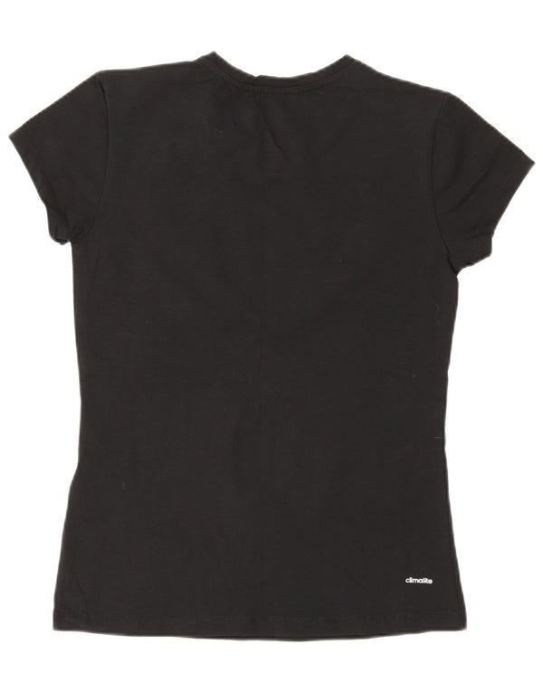 Tricou cu grafic Climalite Adidas pentru femei Top UK 14 mare bumbac negru