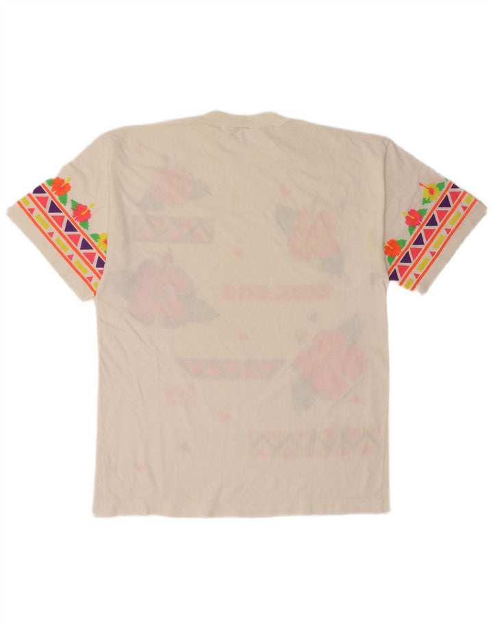 Tricou grafic vintage pentru bărbați Top Mediu Alb Floral
