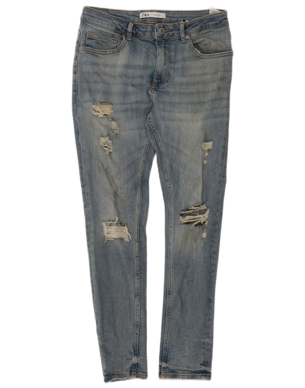 Blugi pentru bărbați slim învechiți Zara EU 40 Medium L31 L29 Bumbac albastru