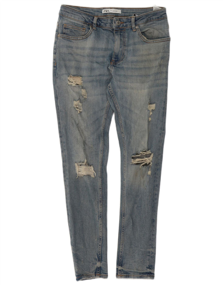 Blugi pentru bărbați slim învechiți Zara EU 40 Medium L31 L29 Bumbac albastru