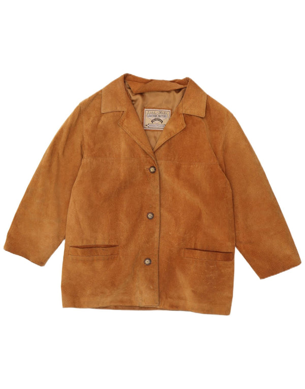 Jachetă vintage de piele intoarsa pentru femei IT 48 XL din piele maro