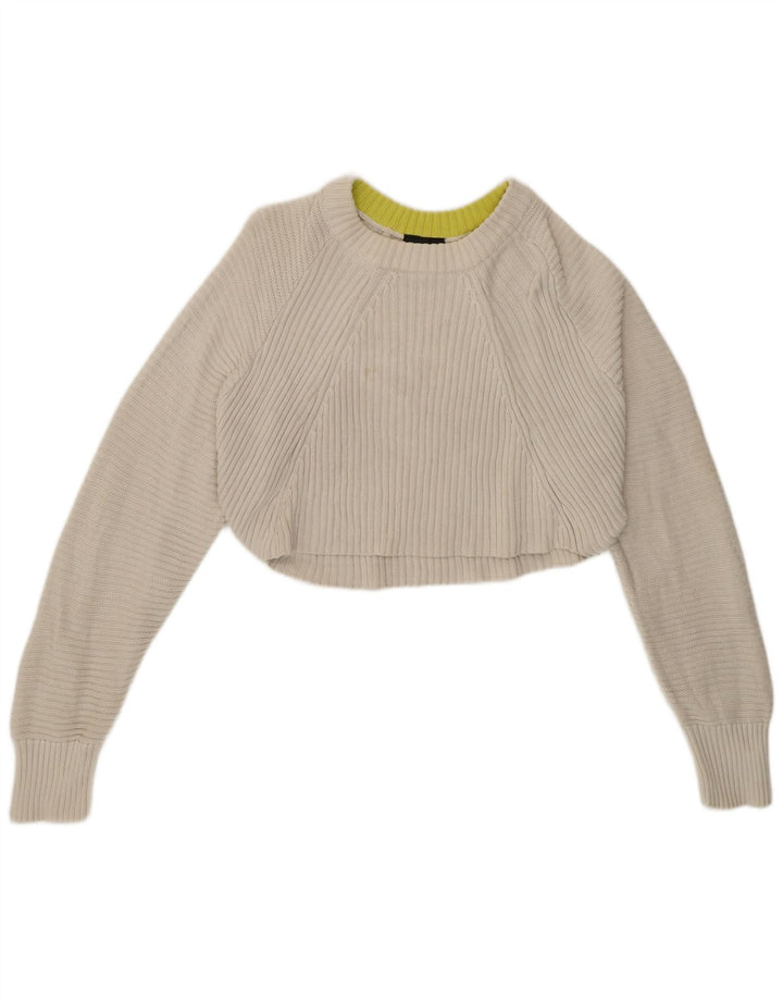 Topshop Pulover Crop Oversized Crew Deck Pulover UK 12 Medium White