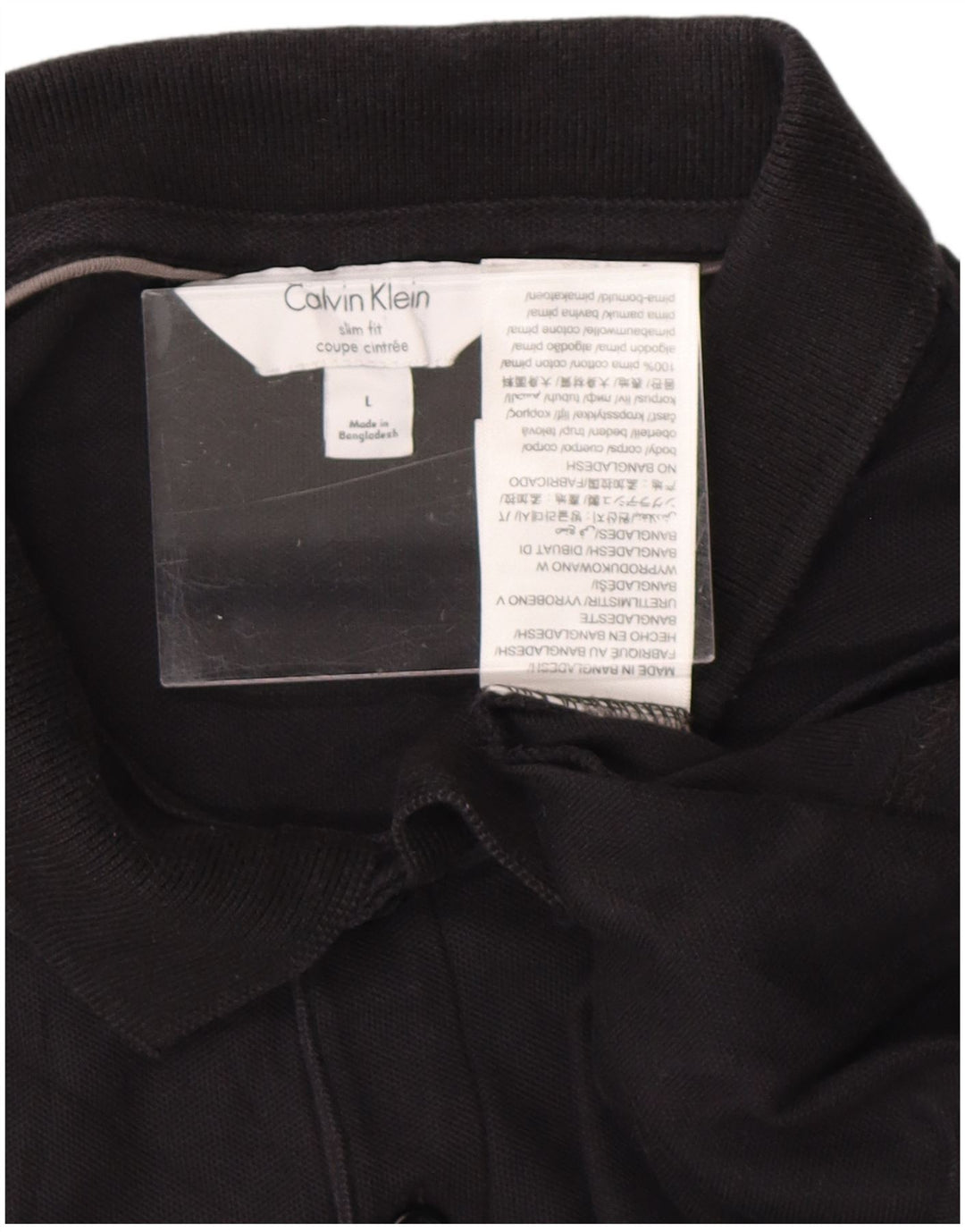 Cămașă polo CALVIN KLEIN pentru bărbați, bumbac negru mare