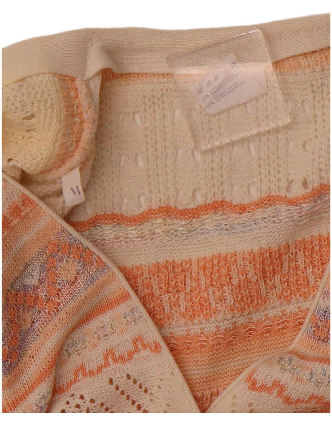 VINTAGE Pulover cardigan fără mâneci pentru femei UK 14 Medium White Geometric