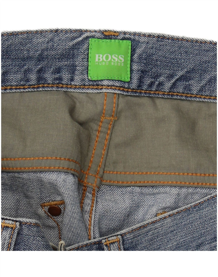 Pantaloni scurți din denim învechit pentru bărbați HUGO BOSS W36 Large Blue