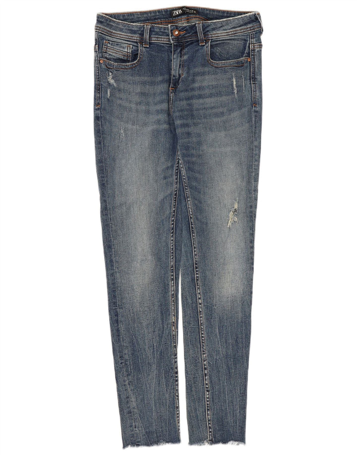 Blugi skinny distressed pentru femei Zara EU 40 Medium W30 L28 Albastru