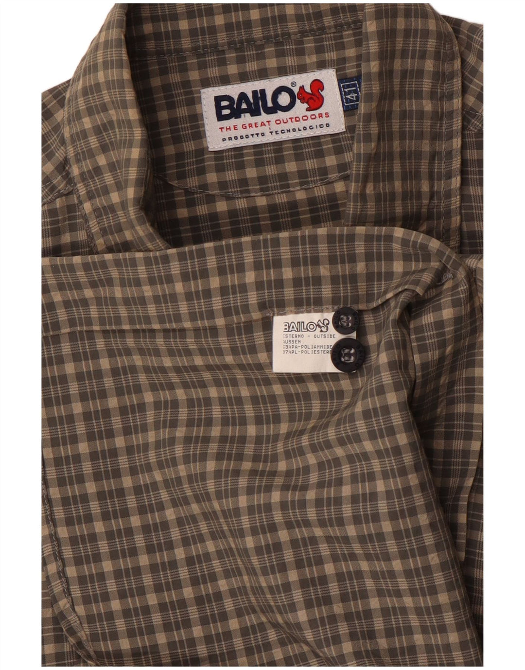 Bailo Mens Shirt Size 41 Large Grey Check Polyamide