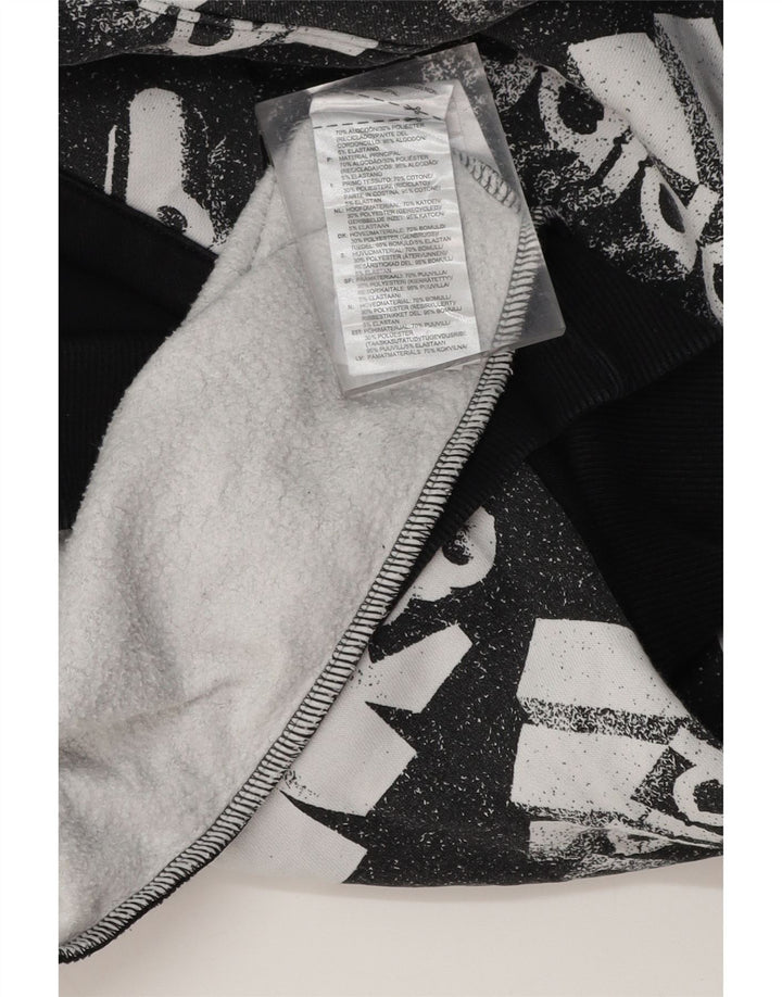 Pulover cu glugă grafic pentru bărbați ADIDAS, mare, negru, bumbac color bloc