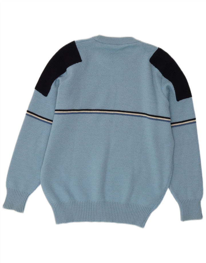 Pulover vintage pentru bărbați cu gât roșu IT 48 Small Blue Colorblock