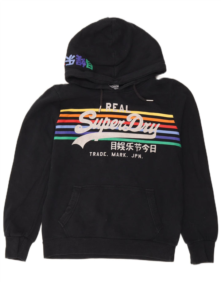 Pulover Superdry pentru damă, cu grafică, UK 14, mare, negru, bumbac