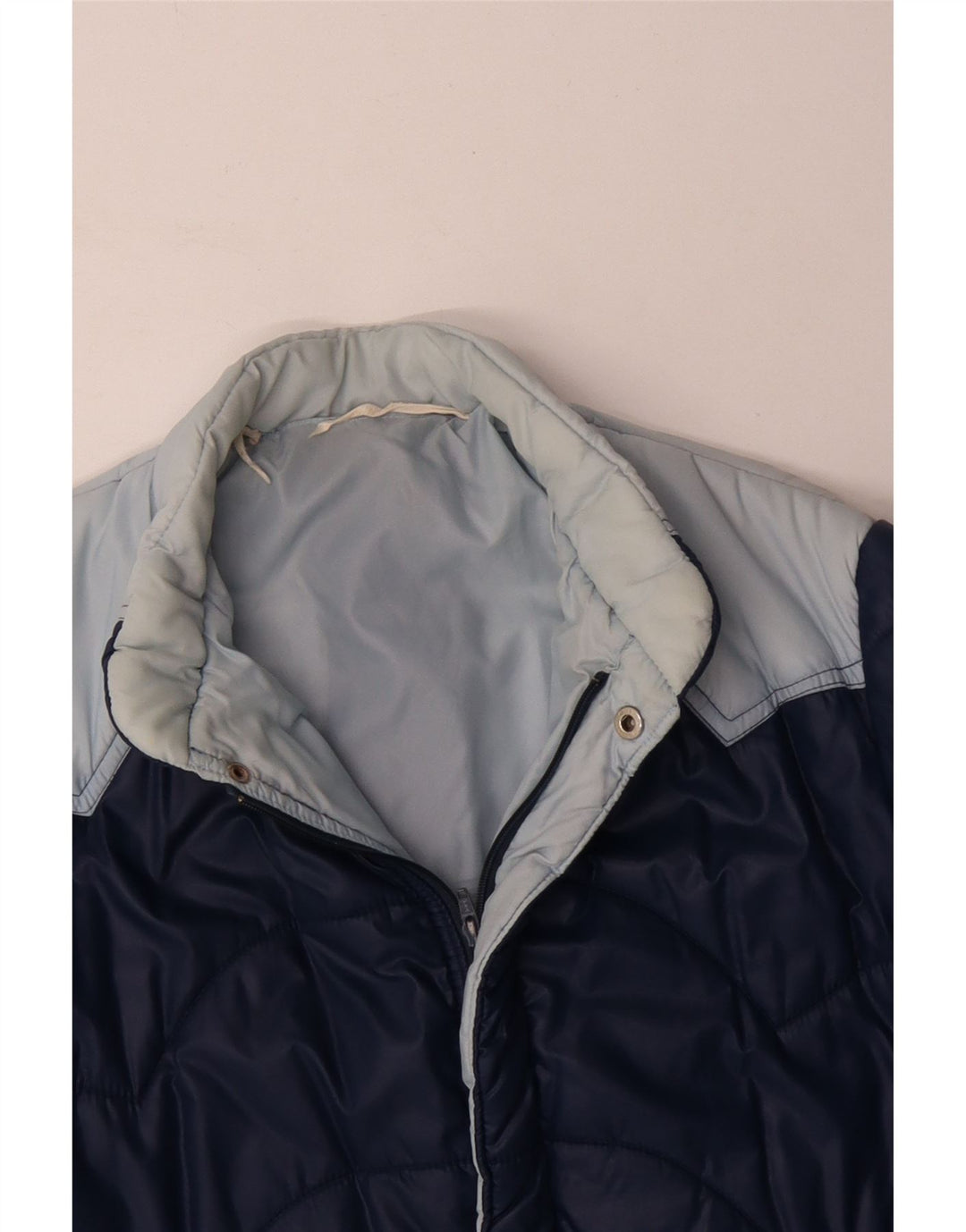 Jachetă căptușită vintage pentru bărbați UK 40 mare, albastru bleumarin, poliamidă color bloc