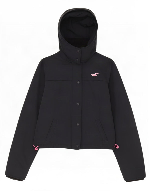 Jachetă de ploaie cu glugă pentru femei Hollister UK 14 Medium Navy Blue Marine