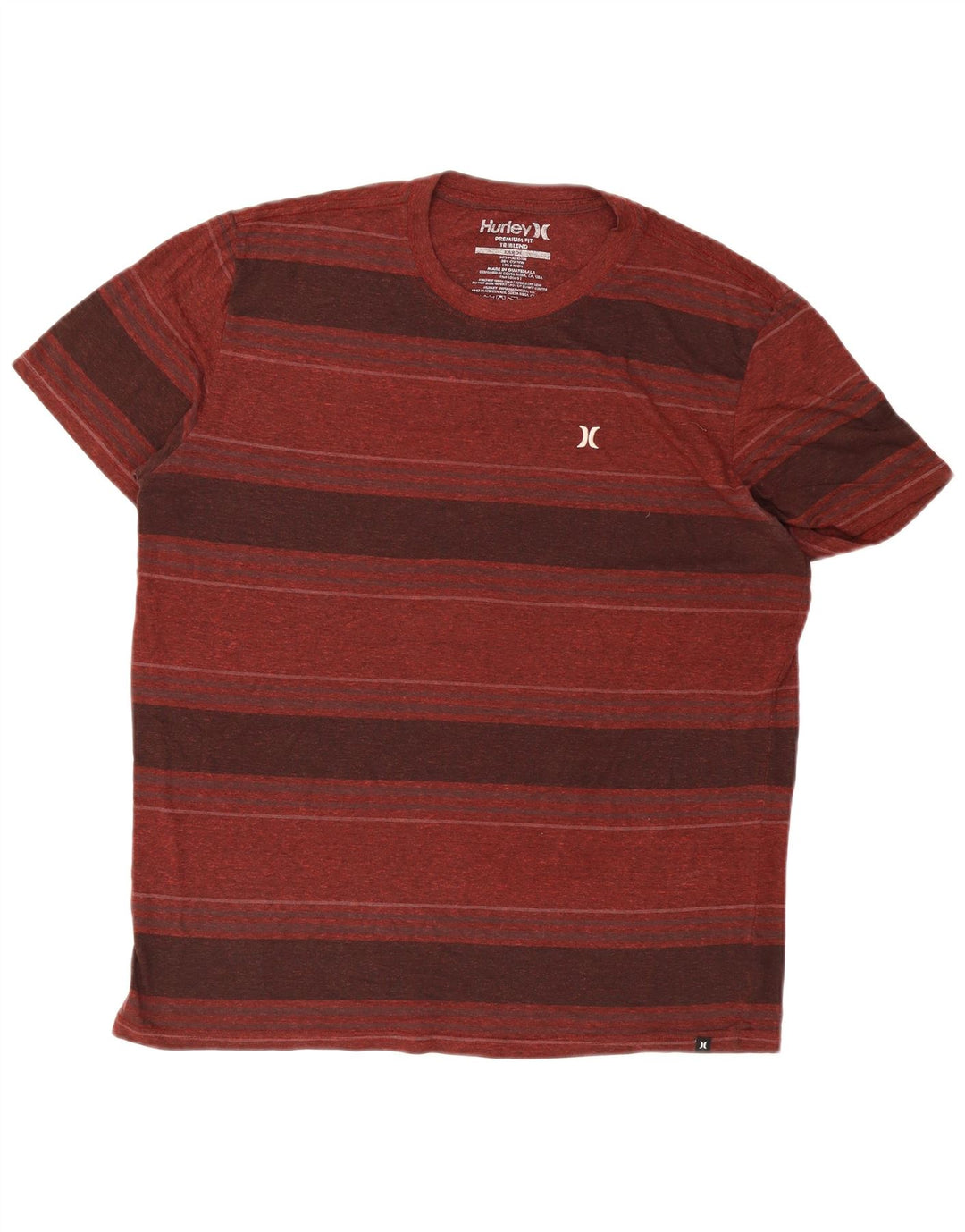 Tricou Hurley Premium Fit pentru bărbați Top mare Maroon Striped Poliester