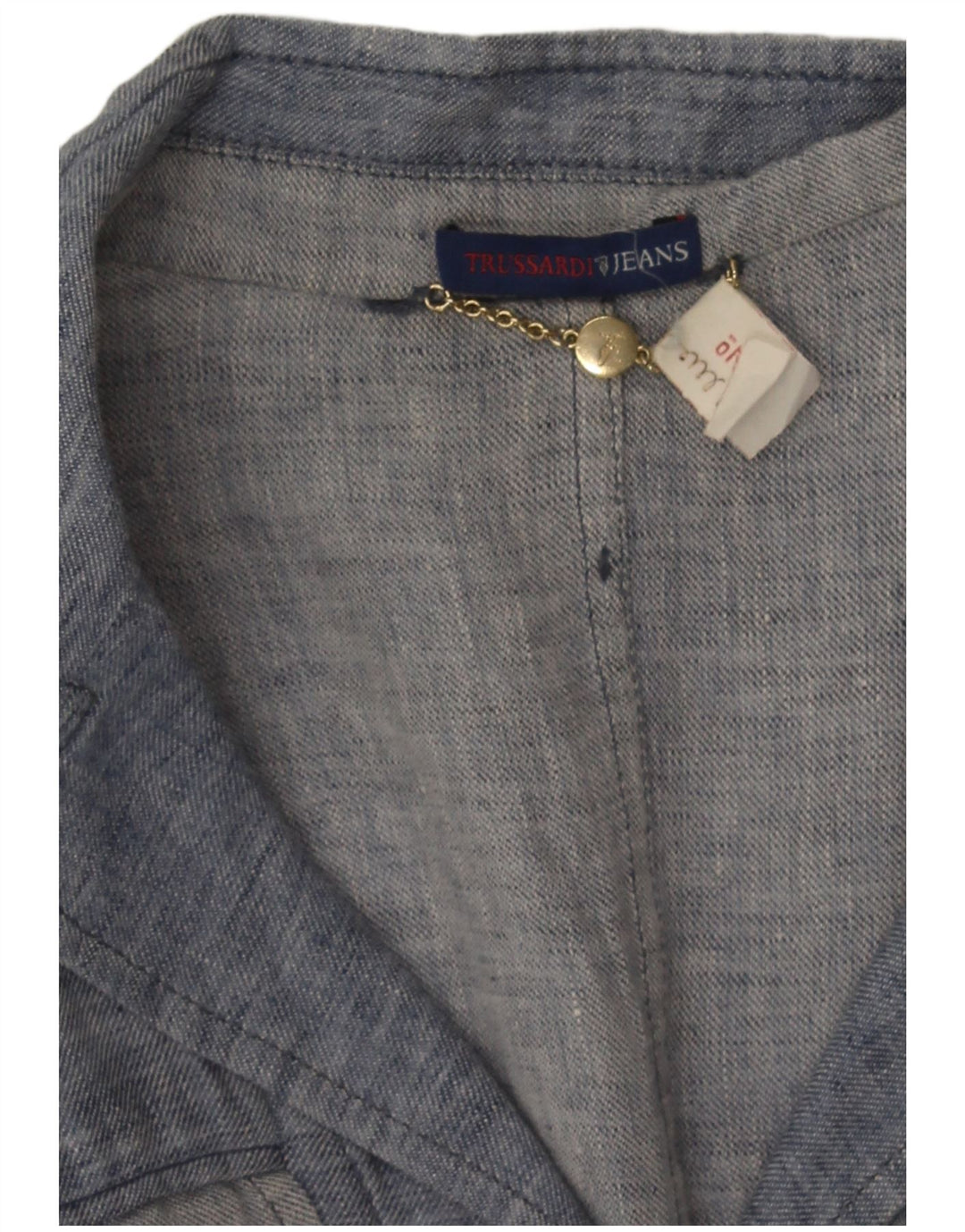 Jachetă pentru femei Trussardi Jeans din denim cu 3 nasturi, UK 10, albastru mic
