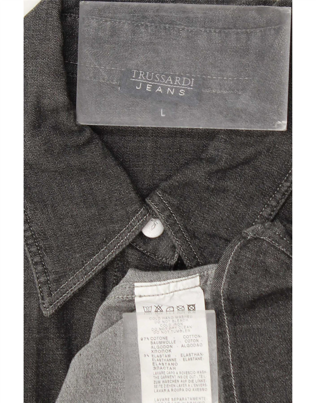 Cămașă pentru femei Trussardi Jeans UK 16 mare bumbac gri