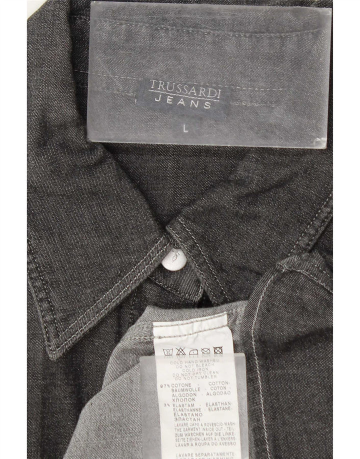 Cămașă pentru femei Trussardi Jeans UK 16 mare bumbac gri