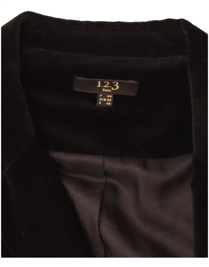 1.2.3 Jachetă PARIS pentru femei din catifea cu 2 nasturi, EU 44, bumbac mediu negru
