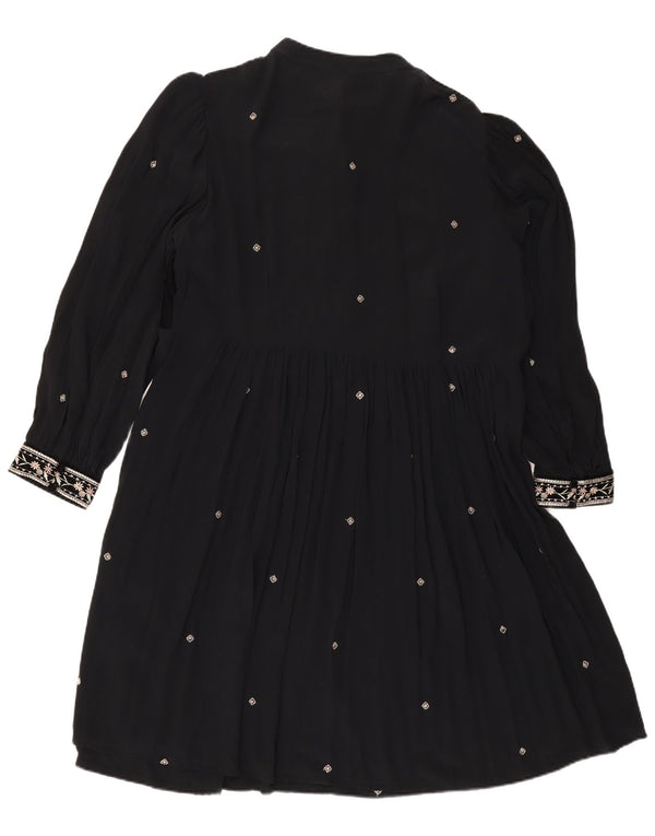 Rochie în formă de A cu mânecă lungă pentru femei Monsoon UK 18 XL Poliester floral negru