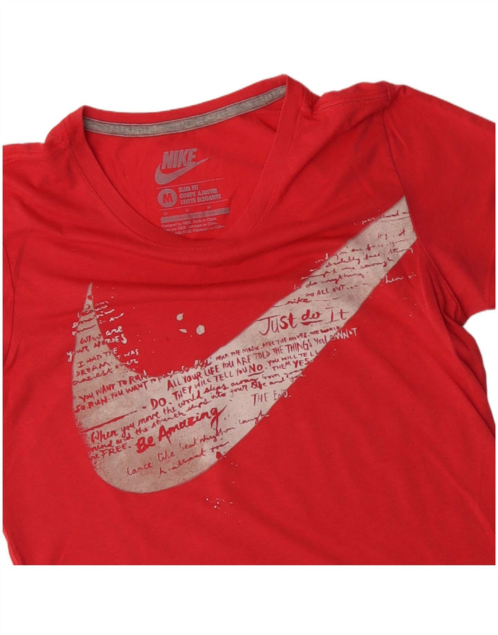 Tricou grafic NIKE pentru femei Slim Fit Top UK 12 Medium Red