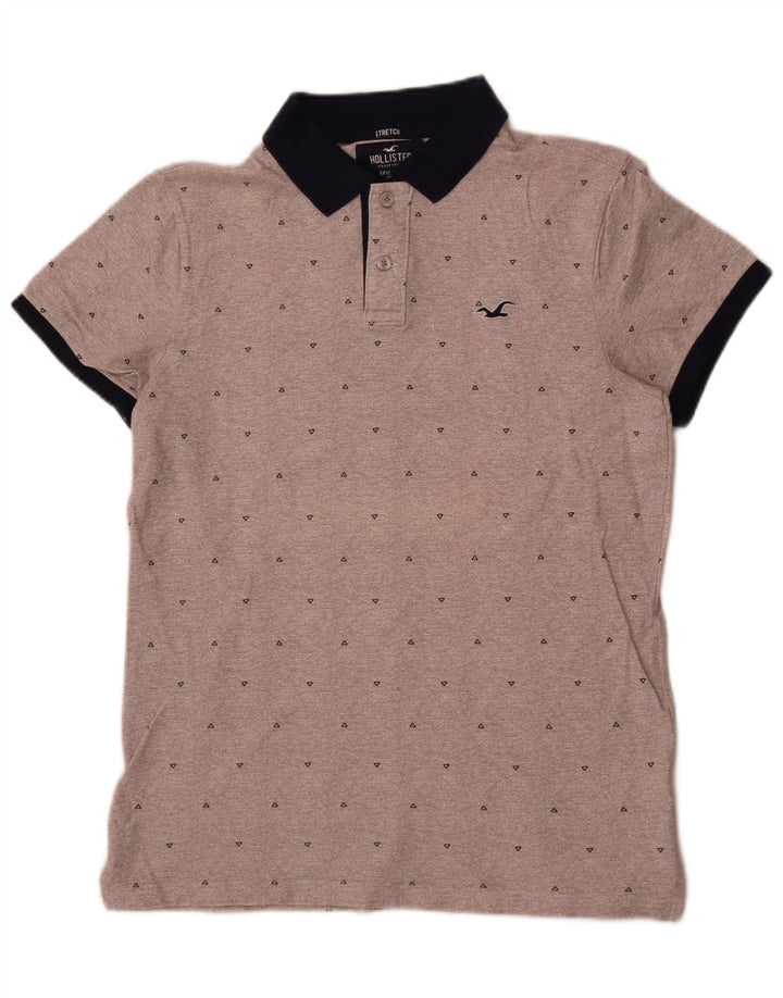 Polo Stretch Hollister pentru bărbați, bumbac geometric, gri mediu