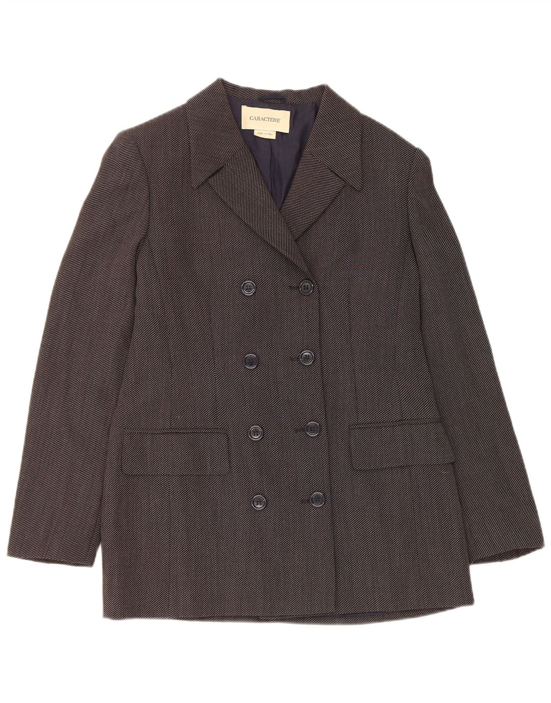 Jachetă Blazer Femei Caractere Dublu Breasted UK 12 Gri Mediu