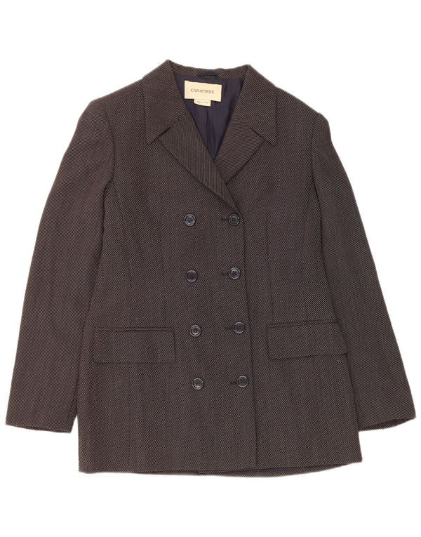 Jachetă Blazer Femei Caractere Dublu Breasted UK 12 Gri Mediu