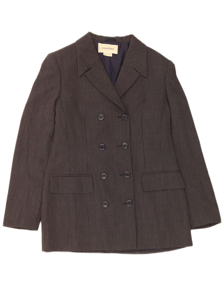 Jachetă Blazer Femei Caractere Dublu Breasted UK 12 Gri Mediu