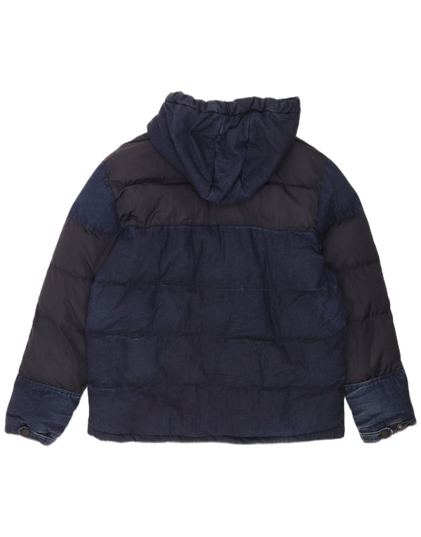 Jachetă căptușită cu glugă pentru bărbați Zara UK 42 XL Bumbac bleumarin