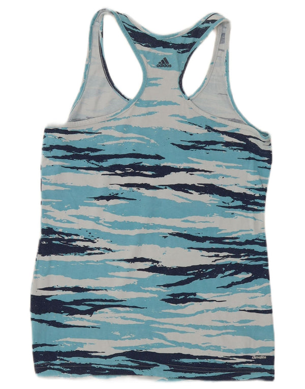 Adidas Climalite Graphic Vest Top pentru femei UK 12/14 Medium Blue Camouflage