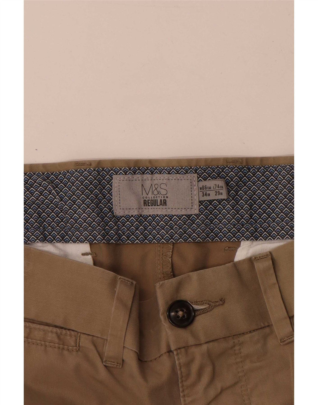 Pantaloni chino obișnuiți pentru bărbați Marks & Spencer L34 L29 bumbac bej