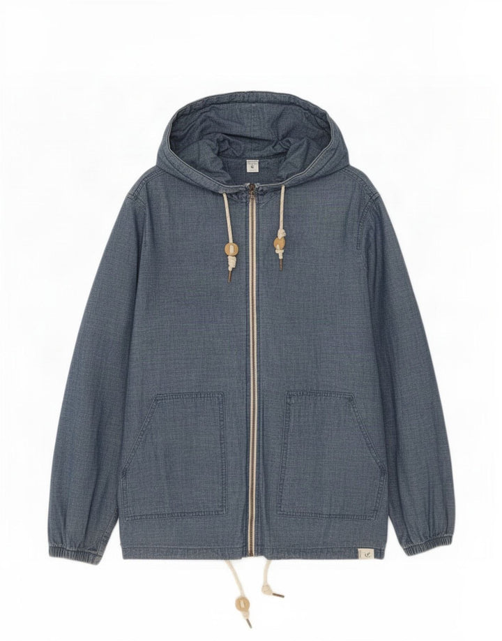 Bomber Pull & Bear pentru bărbați cu glugă, UK 38, bumbac albastru mediu