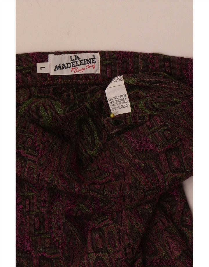 Fusta creion de damă vintage mare W32 poliester geometric burgundy
