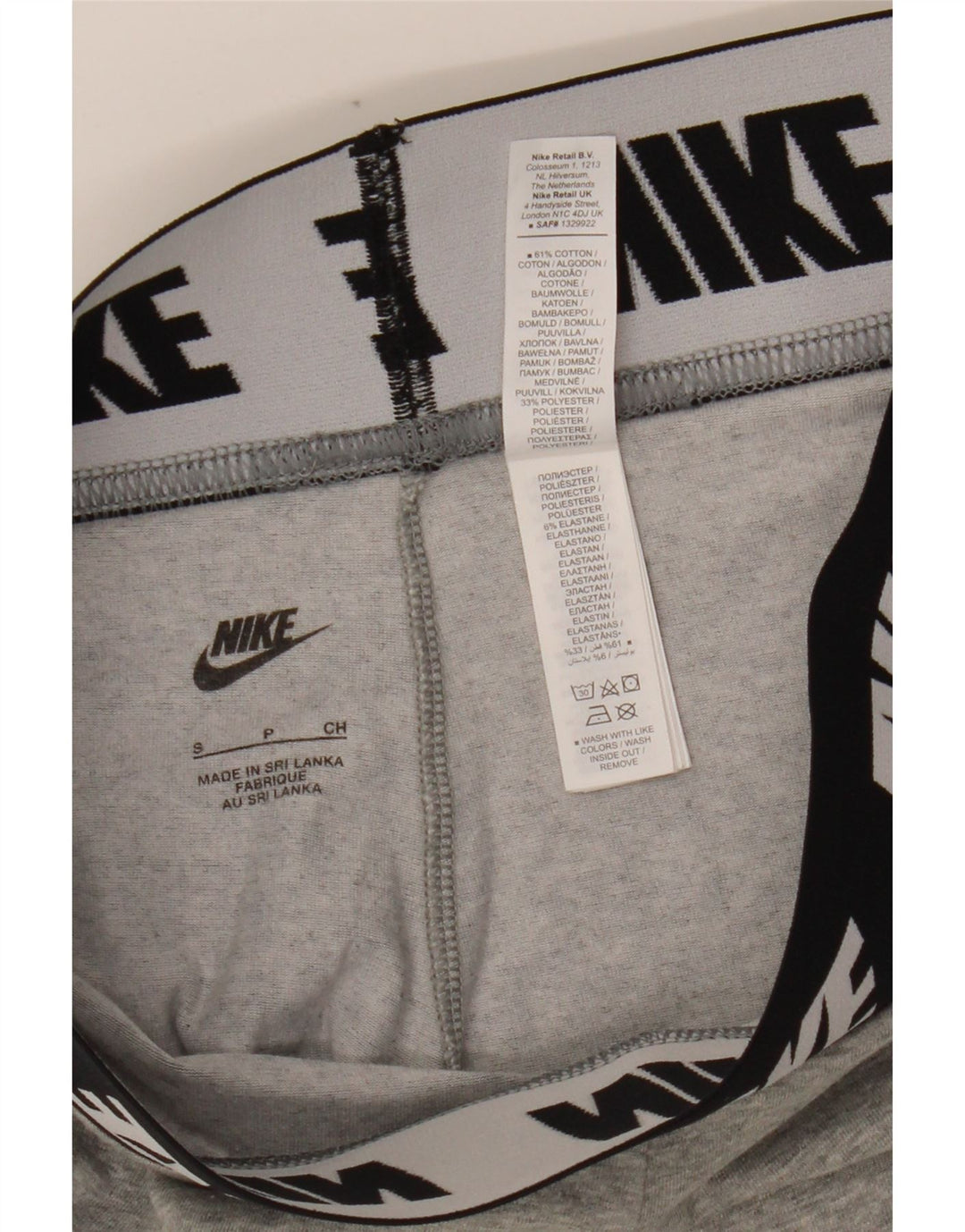 Leggings grafic NIKE pentru femei UK 8, bumbac gri mic