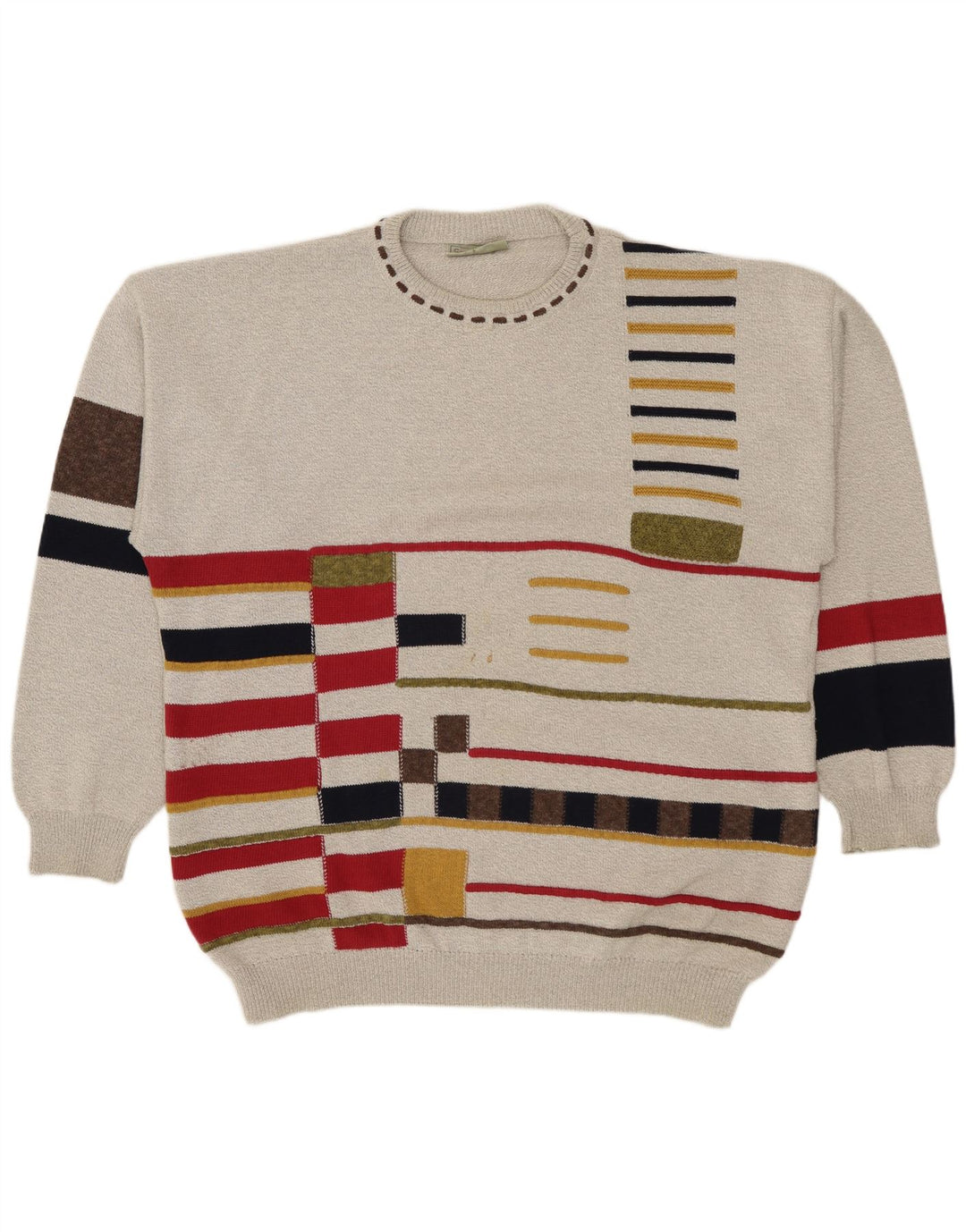 Pulover pentru bărbați Conte Massimo cu gât crew, bumbac geometric 2XL gri